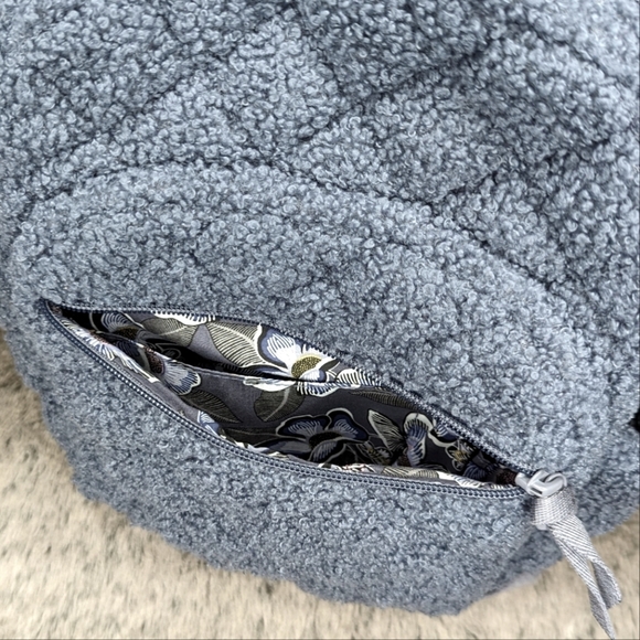 Vera Bradley Teddy Fleece Sherpa Backpack Blue - Picture 10 of 12